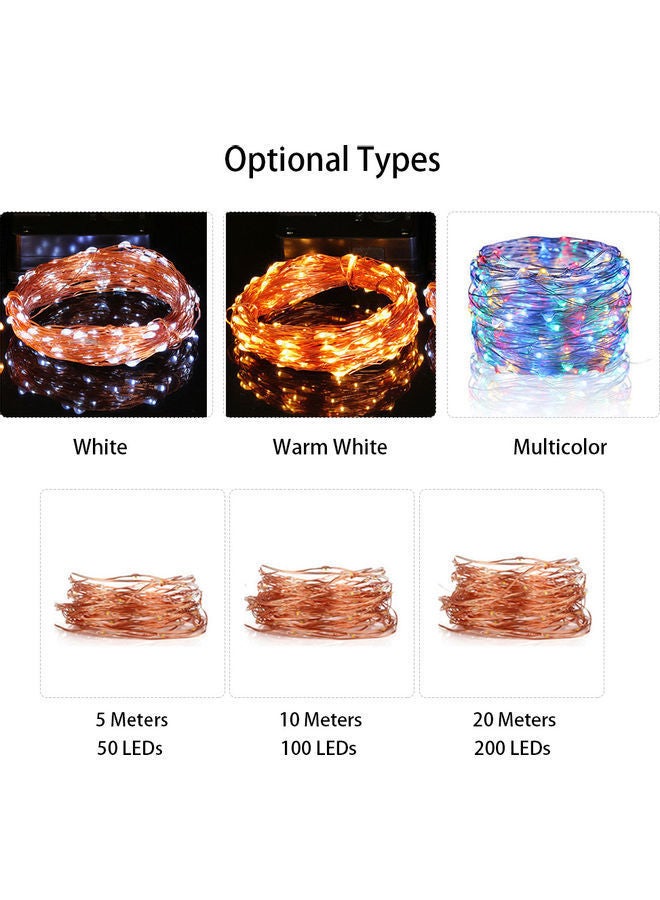 نيبمينينت شريط إضاءة بسلك من النحاس لمصباح 100-LED مع جهاز تحكم عن بعد وعلبة بطارية متعدد الألوان 10متر - Image 3