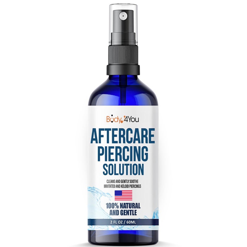 BodyJ4You Piercing Aftercare Spray - Saline Solution Natural Keloid Bump Removal - Ear Piercing Cleaner Nose Septum Belly Button Cartilage - Sea Salt Aloe Vera Rosemary - Fine Mist 2 Fl Oz - Image 1