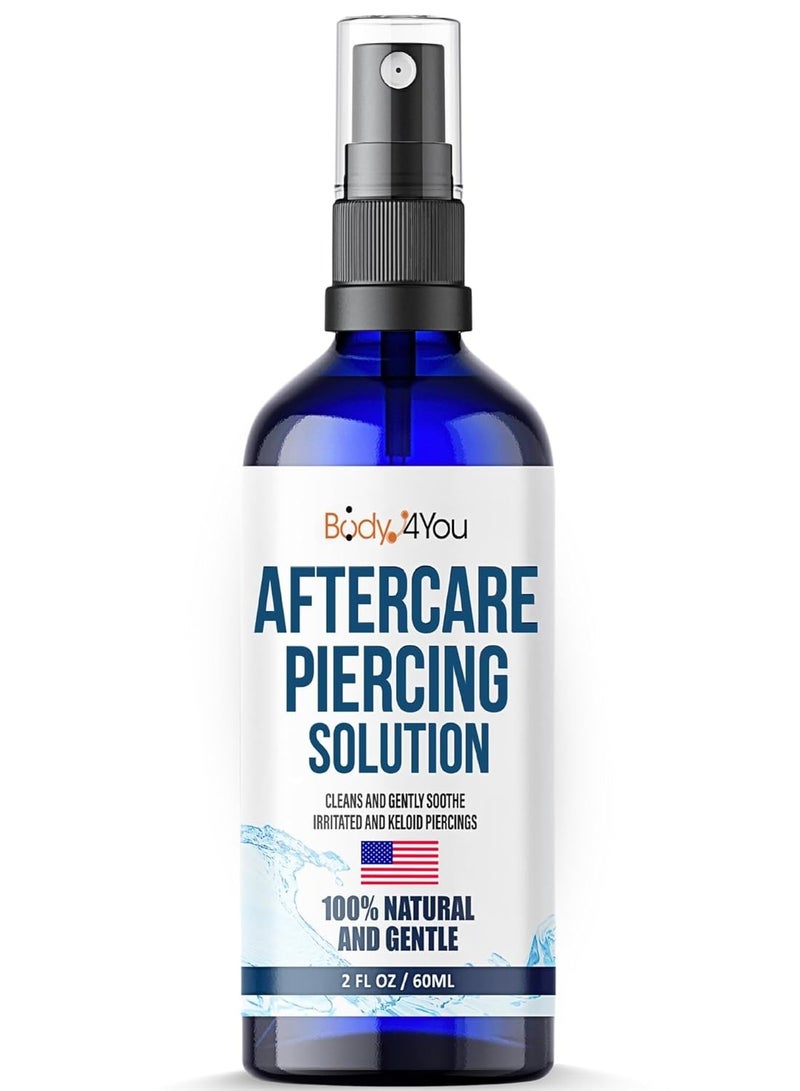 BodyJ4You BodyJ4You Piercing Aftercare Spray - Saline Cleaning Solution Nose Belly Ear Piercing Cleaner - Wound Wash Keloid Treatment Piercing Bump Removal - Natural Sea Salt Aloe Rosemary - 2 Fl Oz (60ml) - Image 1