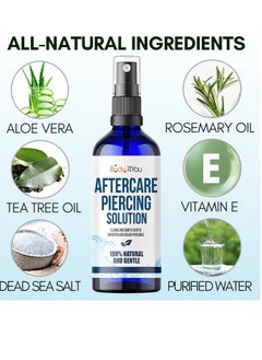 BodyJ4You BodyJ4You Piercing Aftercare Spray - Saline Cleaning Solution Nose Belly Ear Piercing Cleaner - Wound Wash Keloid Treatment Piercing Bump Removal - Natural Sea Salt Aloe Rosemary - 2 Fl Oz (60ml)  - Image 2