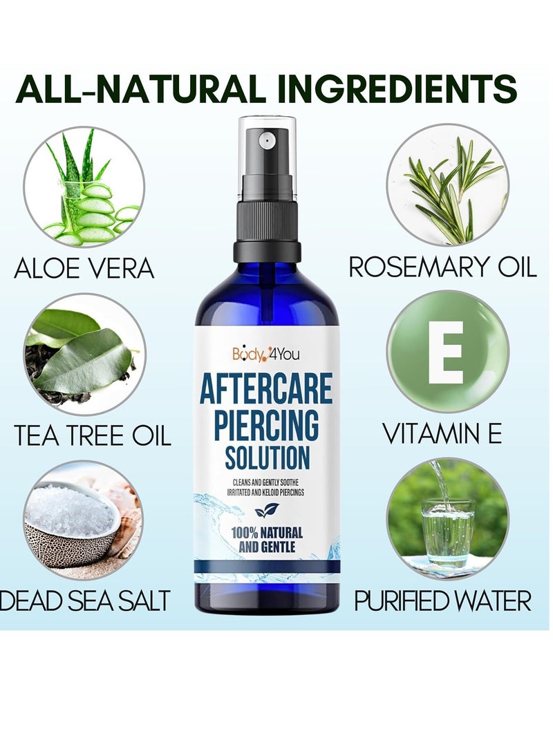 BodyJ4You BodyJ4You Piercing Aftercare Spray - Saline Cleaning Solution Nose Belly Ear Piercing Cleaner - Wound Wash Keloid Treatment Piercing Bump Removal - Natural Sea Salt Aloe Rosemary - 2 Fl Oz (60ml) - Image 2