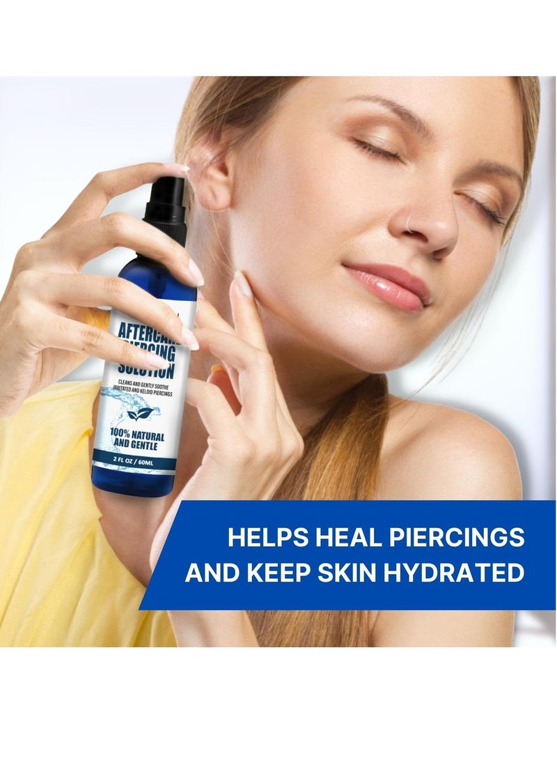 BodyJ4You BodyJ4You Piercing Aftercare Spray - Saline Cleaning Solution Nose Belly Ear Piercing Cleaner - Wound Wash Keloid Treatment Piercing Bump Removal - Natural Sea Salt Aloe Rosemary - 2 Fl Oz (60ml) - Image 3