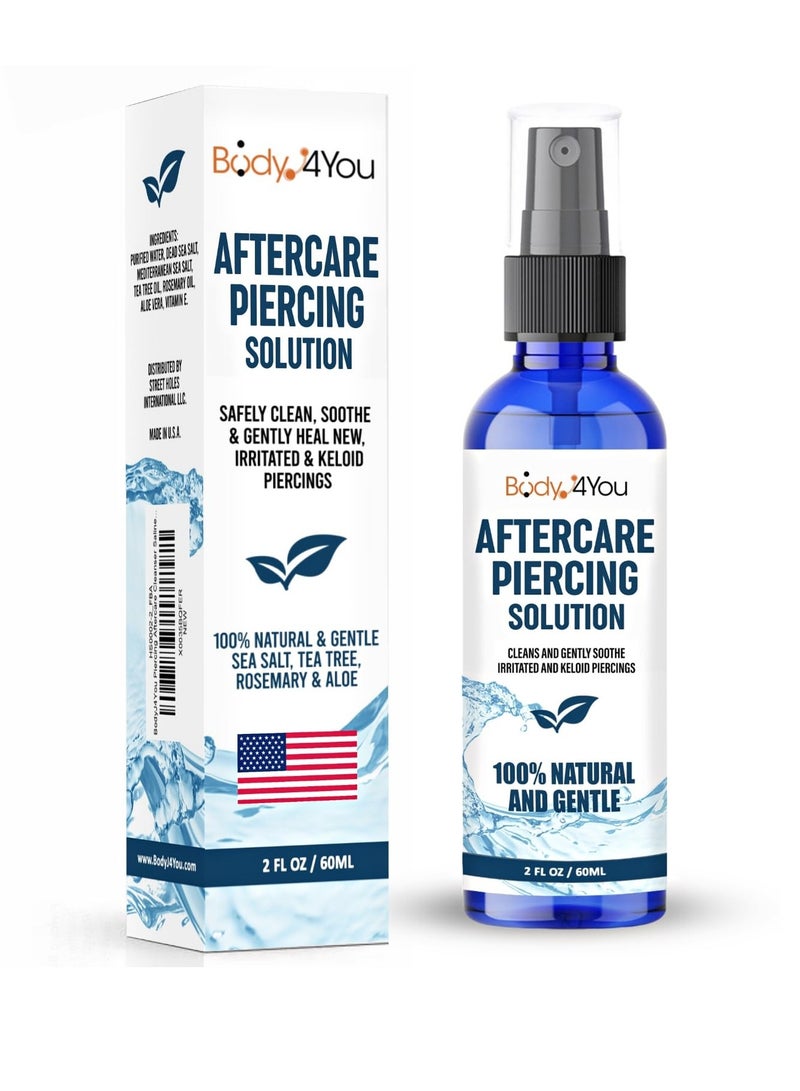 BodyJ4You BodyJ4You Piercing Aftercare Spray - Saline Cleaning Solution Nose Belly Ear Piercing Cleaner - Wound Wash Keloid Treatment Piercing Bump Removal - Natural Sea Salt Aloe Rosemary - 2 Fl Oz (60ml) - Image 4