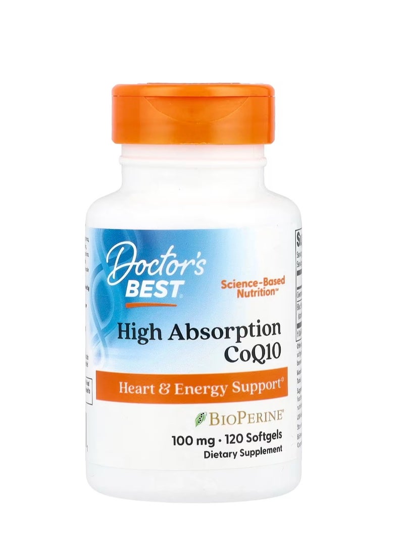 Doctor's BEST High Absorption CoQ10, 100 mg, 120 Softgels - Image 1