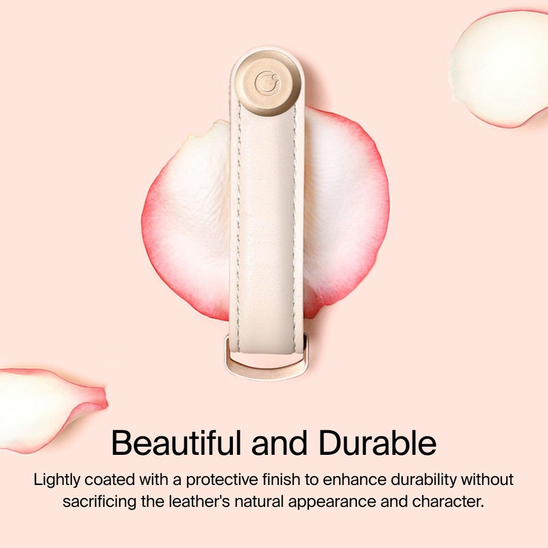 Orbitkey Leather Key Organizer | Durable, Stainless Steel Locking Mechanism, Slim & Quiet Profile | Holds up to 7 Keys, Blush with Blush Stitching - Image 4