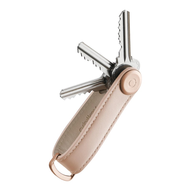 Orbitkey Leather Key Organizer | Durable, Stainless Steel Locking Mechanism, Slim & Quiet Profile | Holds up to 7 Keys, Blush with Blush Stitching - Image 1