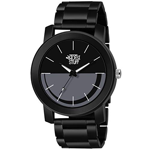 SWADESI STUFF Analogue Black Dial Metal Strap Watch for Men and Boy - Image 1