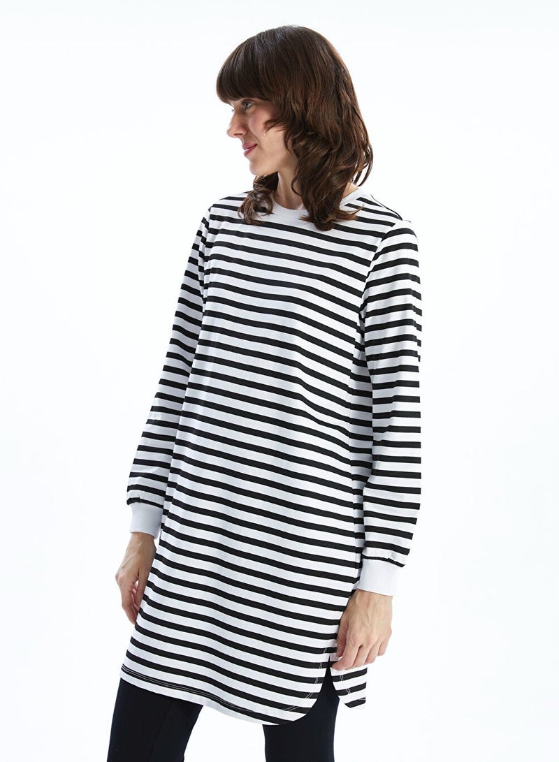 LC WAIKIKI Crew Neck Striped Long Sleeve Women's Sweatshirt Tunic - Image 1