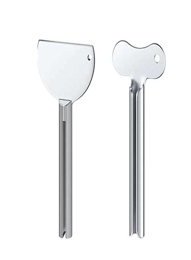 HLLMX 2 PCS Stainless Steel Toothpaste Tube Squeezers Metal Toothpaste Squeezer for Bathroom Hair Dye Cosmetic Plastic Tubes Squeezer (Silver) - Image 1