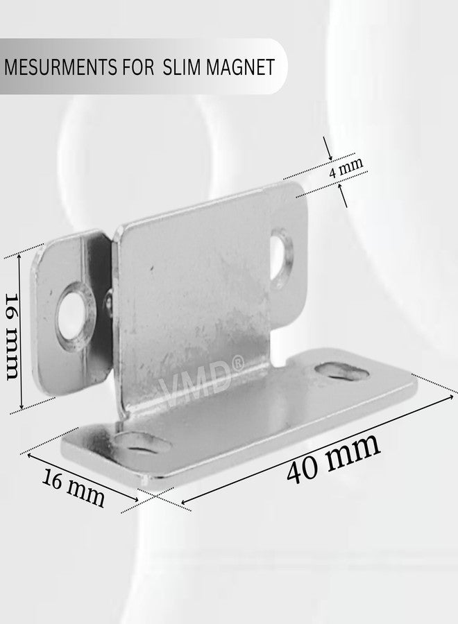 VMD, Slim L Magnetic Door Catch, Ultra Thin S.S Cabinet Door Magnets with Screws, Magnetic Door Stopper Safety Latches for Kitchen Cupboard Closet. (Silver - Pack of 2) - Image 2