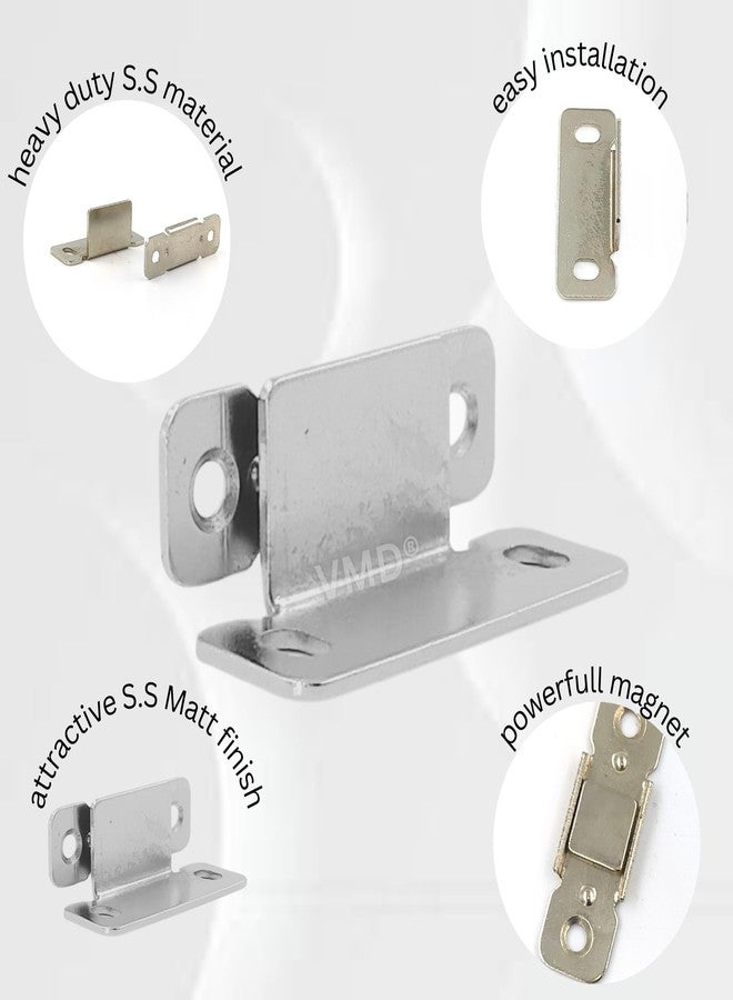 VMD, Slim L Magnetic Door Catch, Ultra Thin S.S Cabinet Door Magnets with Screws, Magnetic Door Stopper Safety Latches for Kitchen Cupboard Closet. (Silver - Pack of 2) - Image 3