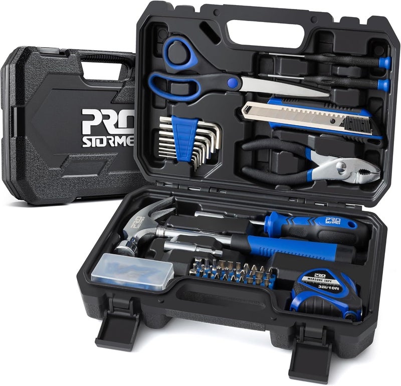 Prostormer 93-Piece Tool Kit, Basic Household Repair Tool Set with Toolbox Storage Case, Small Starter Tool Box Kit for Homeowners and College Students (Blue) - Image 1
