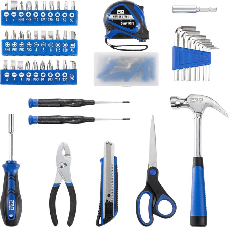 Prostormer 93-Piece Tool Kit, Basic Household Repair Tool Set with Toolbox Storage Case, Small Starter Tool Box Kit for Homeowners and College Students (Blue) - Image 2