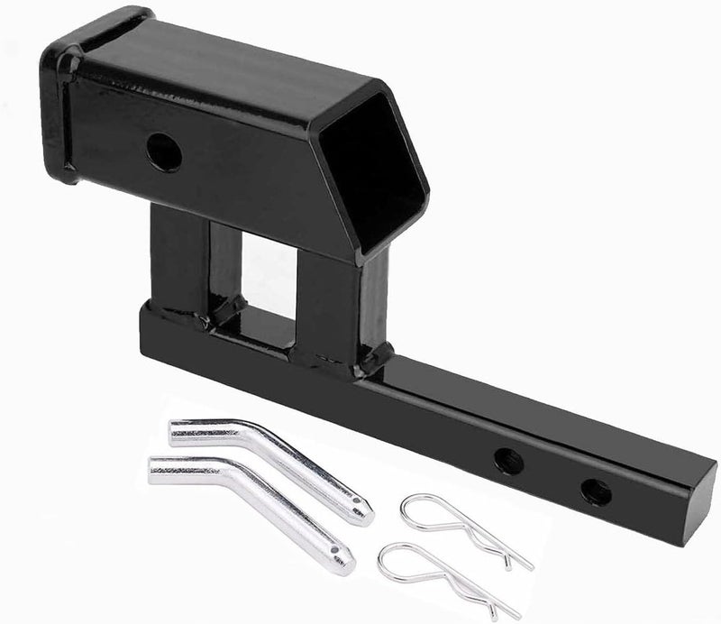 Geksion 1.25" to 2" Hitch Adapter Solid Shank, 4" Rise/Drop, 1.25" Extension with 2 Sets of Hitch Pins & Clips - Image 2