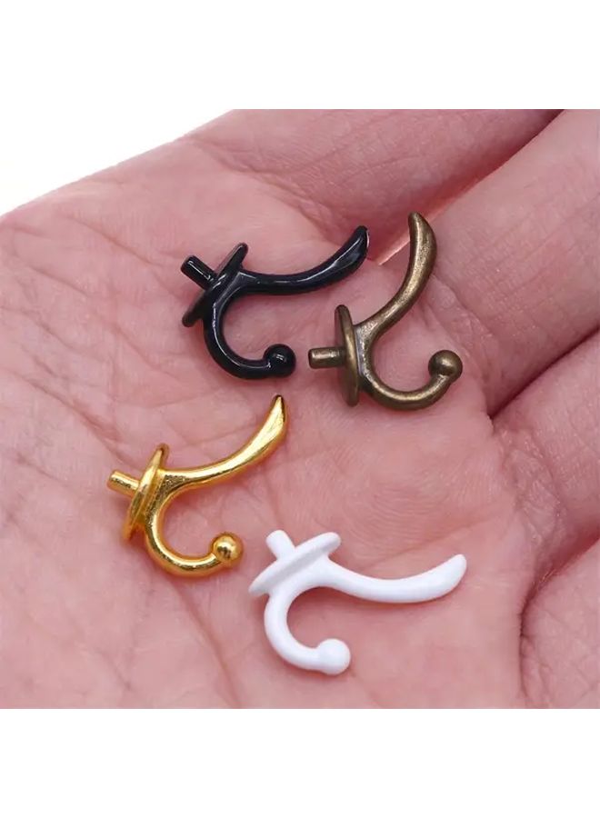 3pcs White Dollhouse Miniature Metal Wall Hooks with Perforated Design - Image 3