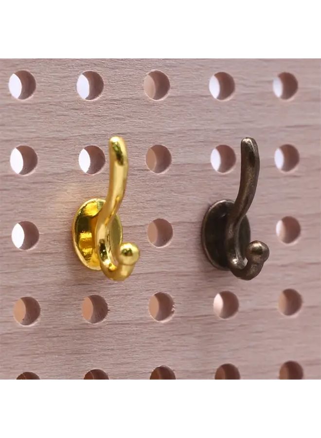 3pcs White Dollhouse Miniature Metal Wall Hooks with Perforated Design - Image 1