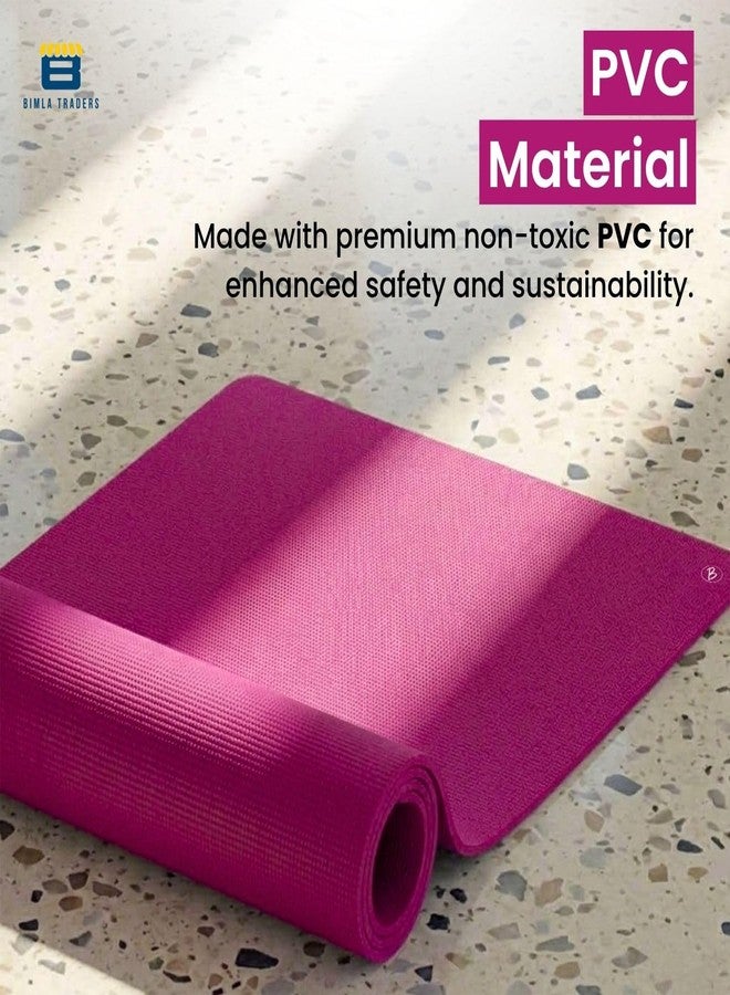 Btag Premium PVC Yoga Mat for Women & Men | Anti-Slip Exercise & Gym Mat for Home Workouts | Lightweight & Durable | 6 mm (Dark_Pink) - Image 3