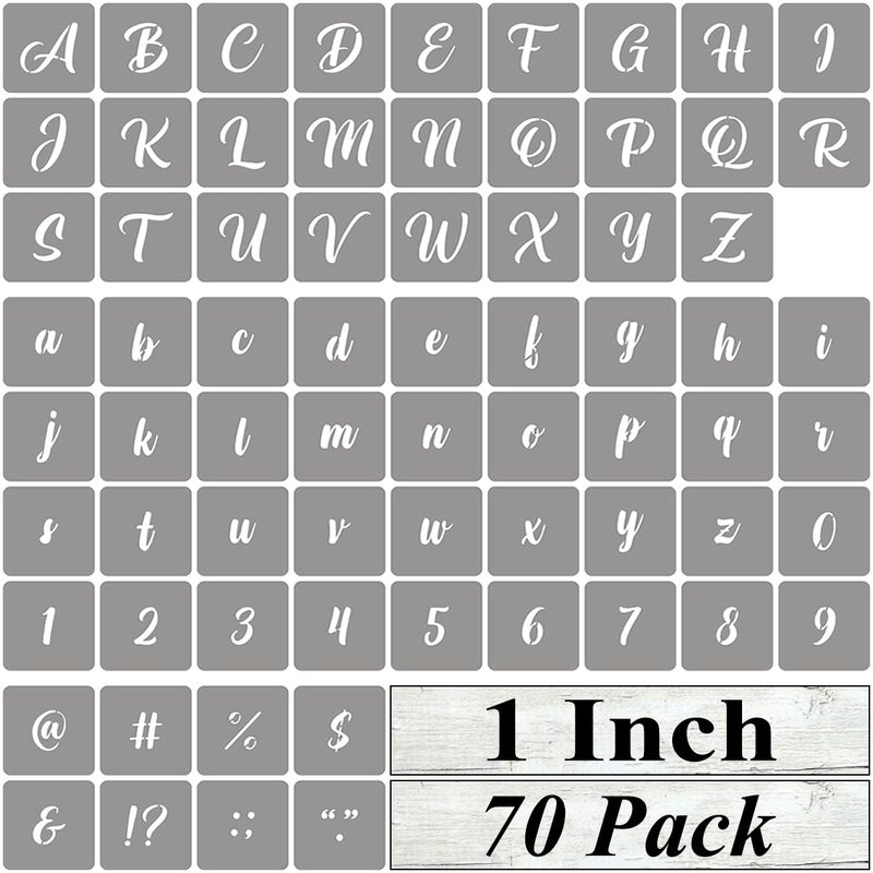 1 Inch Alphabet Letter Stencils for Painting  70 Pack Letter and Number Stencil Templates with Signs for Painting on Wood Reusable Alphabet Letters Stencils for Chalkboard Wood Signs  Wall Art