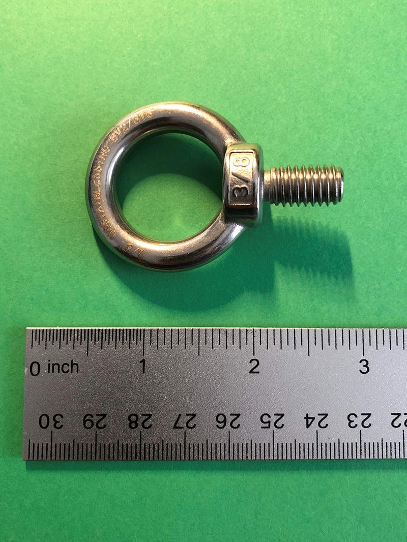 US Stainless برغي رفع عين من الفولاذ المقاوم للصدأ 316 بحجم 3/8" من الولايات المتحدة - Image 2