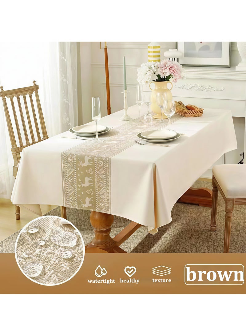 Table cloths Rectangular Cotton Linen Tablecloth with Tassel Dust-Proof Washable Table Cover for Kitchen Dinning Outdoor Tabletop Decorations (90*140CM) - Image 1