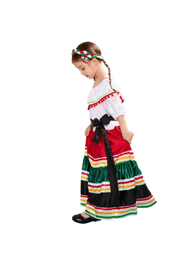New Mexican Girl's Traditional Party Dress Ethnic Fiesta Celebration Gown for Toddler & Little Kids - Image 2