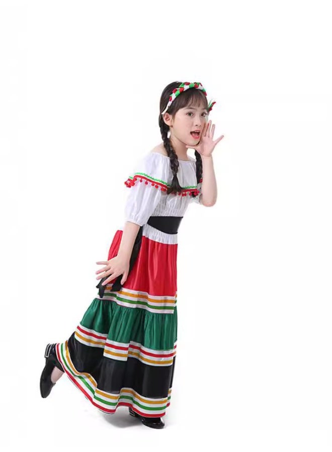 New Mexican Girl's Traditional Party Dress Ethnic Fiesta Celebration Gown for Toddler & Little Kids - Image 4