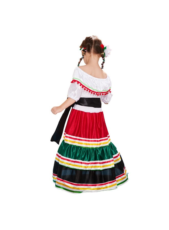 New Mexican Girl's Traditional Party Dress Ethnic Fiesta Celebration Gown for Toddler & Little Kids - Image 3