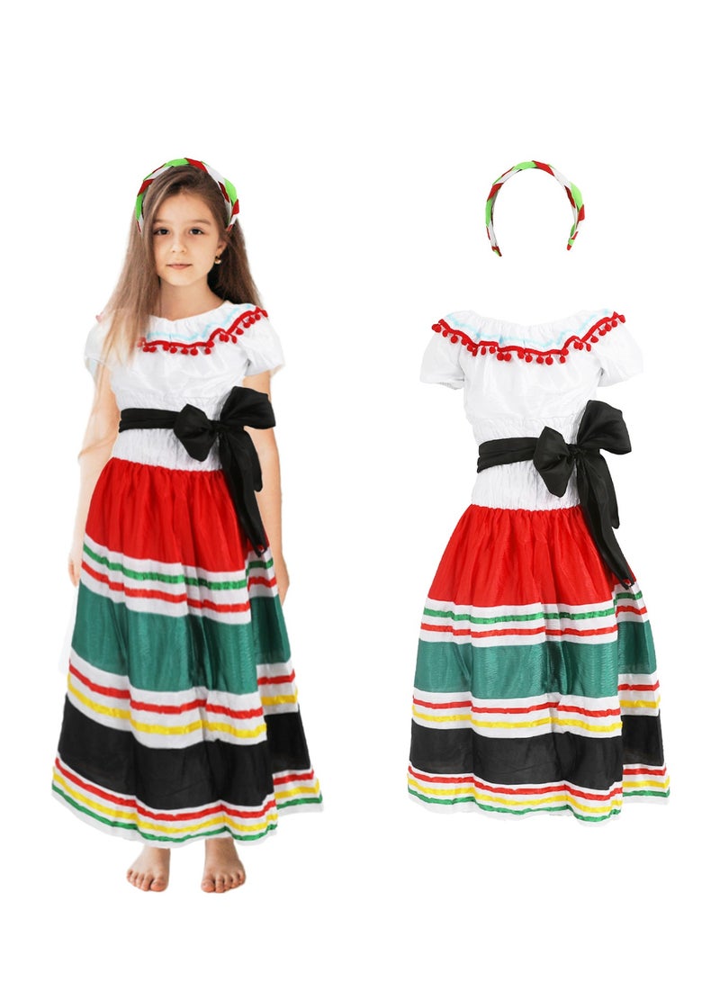 New Mexican Girl's Traditional Party Dress Ethnic Fiesta Celebration Gown for Toddler & Little Kids - Image 5