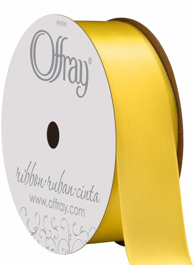 Berwick 069677 7/8" Wide Single Face Satin Ribbon, Lemon Yellow, 6 Yds - Image 1