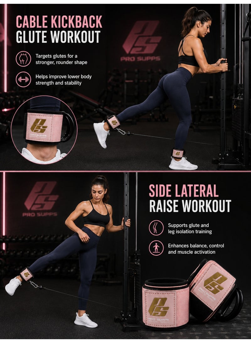 ProSupps Ankle Straps for Cable Machine 2pcs,Adjustable Comfort Ankle Cable Attachments for Glute and Leg Strength Training,Gym Strength Training,Hip Sculpting - Image 2