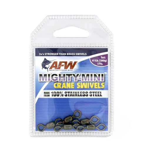 AFW American Fishing Wire Mighty Mini Stainless Steel Crane Swivels, Size #1, 411 lb Test, Gunmetal Black, 5 pc - Image 1