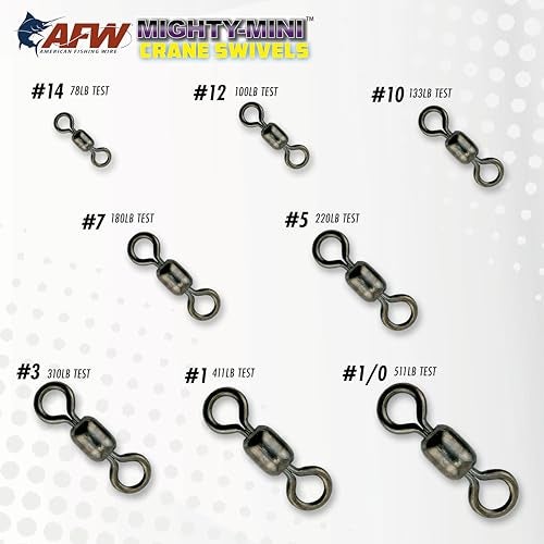 AFW American Fishing Wire Mighty Mini Stainless Steel Crane Swivels, Size #1, 411 lb Test, Gunmetal Black, 5 pc - Image 3