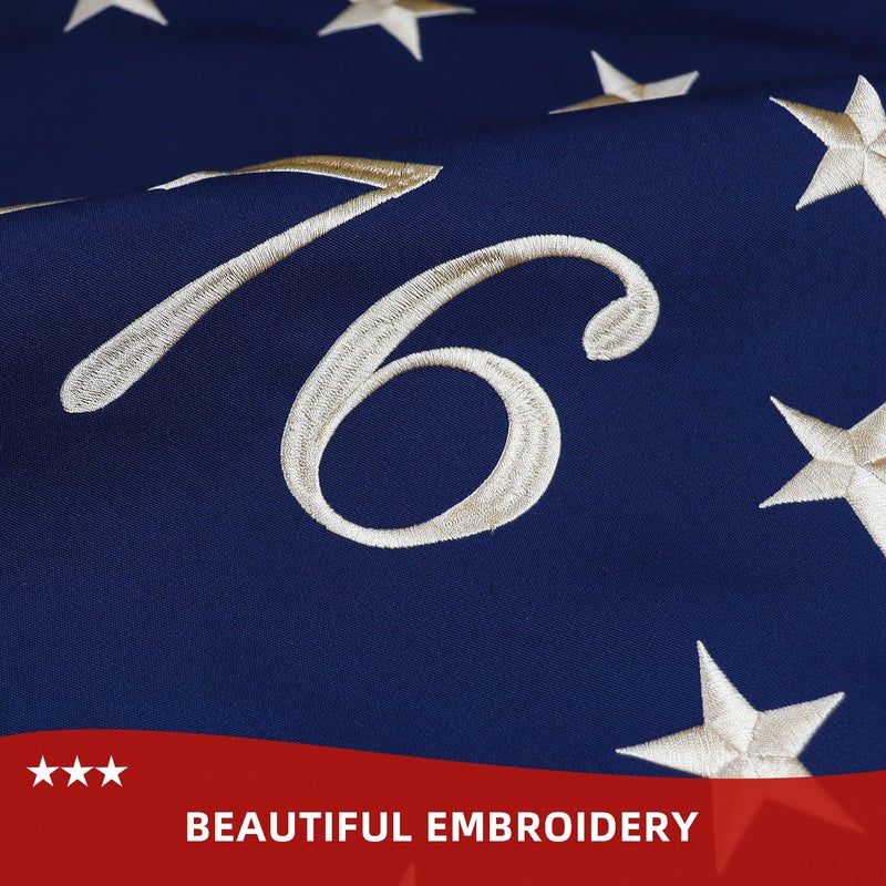 AGUIFLGS Betsy Ross 1776 Tea-Stained Vintage Style Flag 3x5 Ft Deluxe Water Resistant Series Historical Flags Made From Heavy Duty Super Tough Spun Polyester/Embroidered Design/Sewn Stripes/Brass Grommets,US Flags Perfect for Outside - Image 4