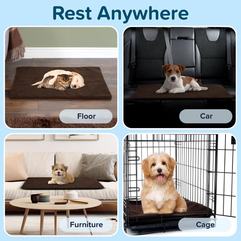 PETMAKER Self Warming Cat Mat - 36x24in Thermal Dog Crate Pad with Removable Washable Sherpa Cover and Reflective Insulation Layer for Self Heating - Pet Supplies for Medium Dogs and Cats by PETMAKER (Brown) - Image 5