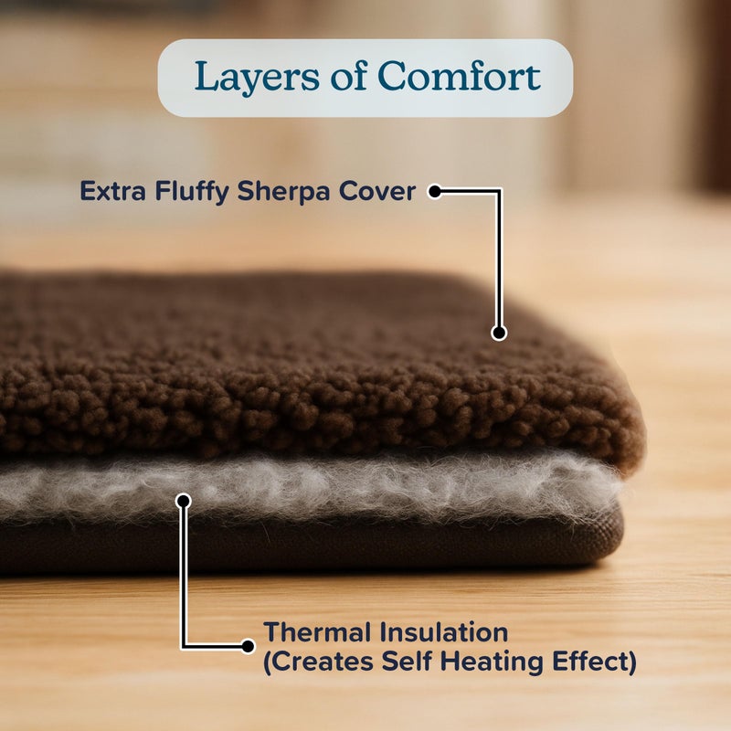 PETMAKER Self Warming Cat Mat - 36x24in Thermal Dog Crate Pad with Removable Washable Sherpa Cover and Reflective Insulation Layer for Self Heating - Pet Supplies for Medium Dogs and Cats by PETMAKER (Brown) - Image 3