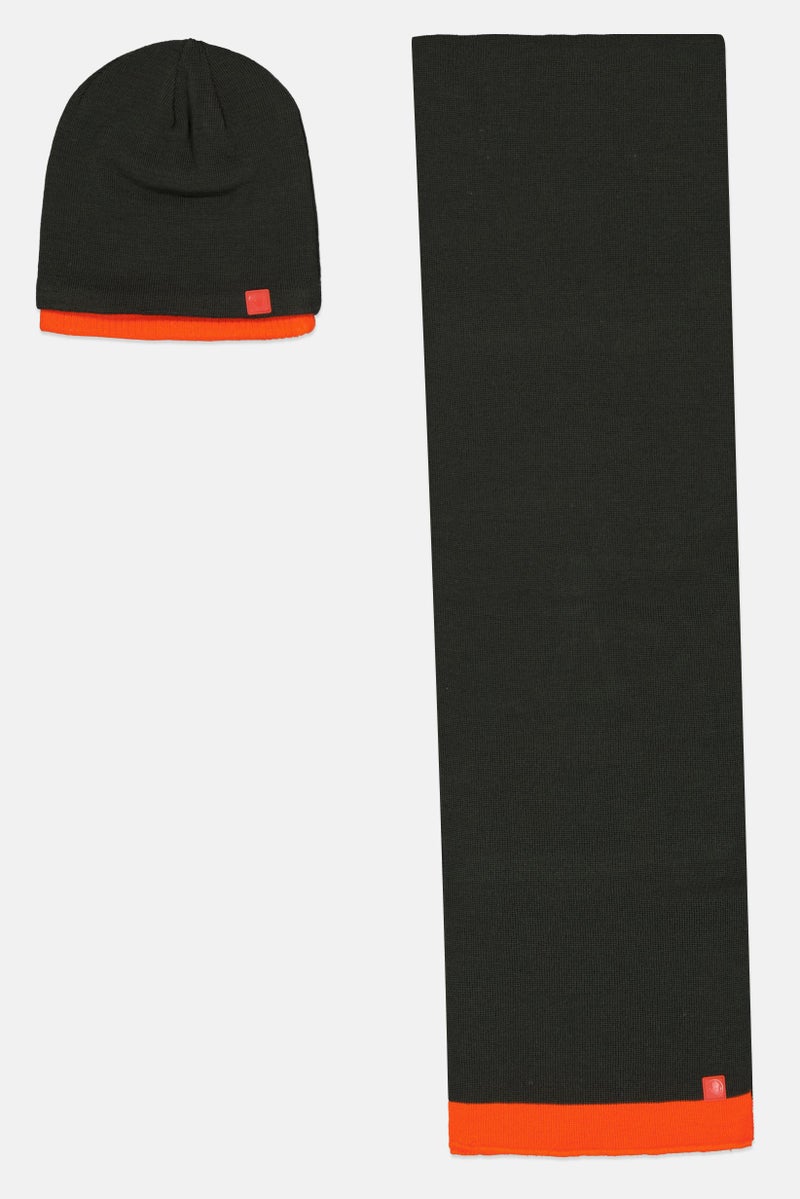 Body Glove Women 2 Pieces Brand Logo Scarf And Beanie Set, Olive - Image 1