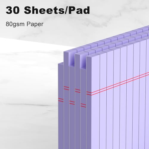 AILZFEI 6pcs Small Legal Pad 5x8 College Ruled Purple Legal Pads Notepads 6 Pack Study Back Writing Pads 5 x 8 Perforated Narrow Ruled Pads of Paper Purple - Image 3