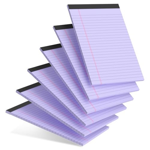 AILZFEI 6pcs Small Legal Pad 5x8 College Ruled Purple Legal Pads Notepads 6 Pack Study Back Writing Pads 5 x 8 Perforated Narrow Ruled Pads of Paper Purple - Image 1