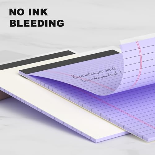 AILZFEI 6pcs Small Legal Pad 5x8 College Ruled Purple Legal Pads Notepads 6 Pack Study Back Writing Pads 5 x 8 Perforated Narrow Ruled Pads of Paper Purple - Image 4