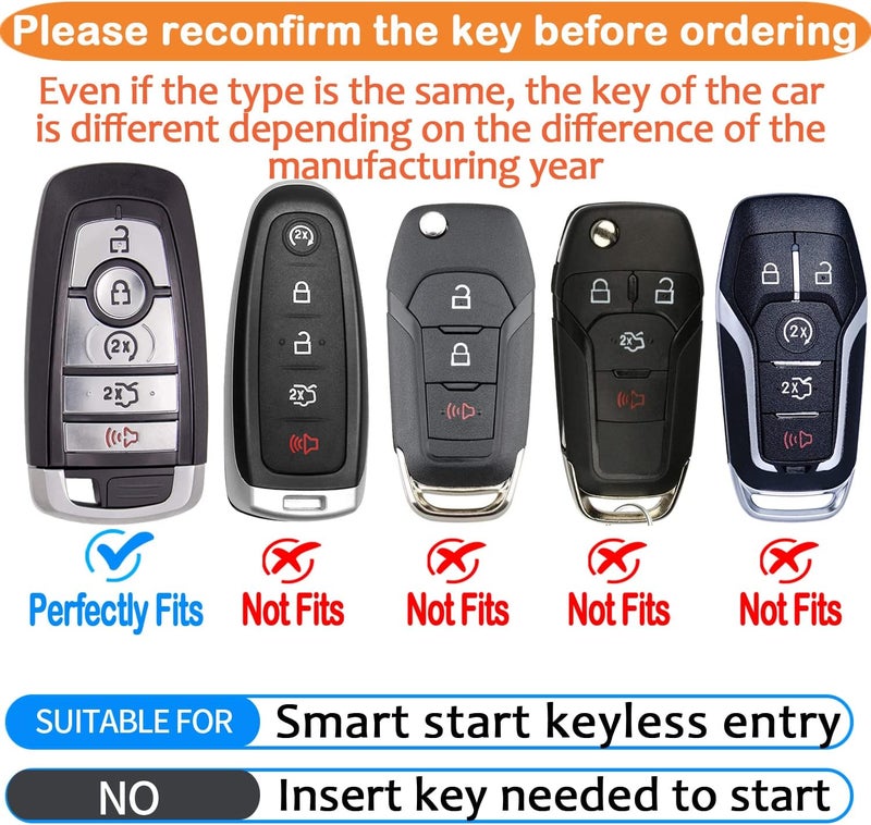 Sindeda Premium Soft TPU Key Fob Cover for Ford with Keychain - Silver - Image 2