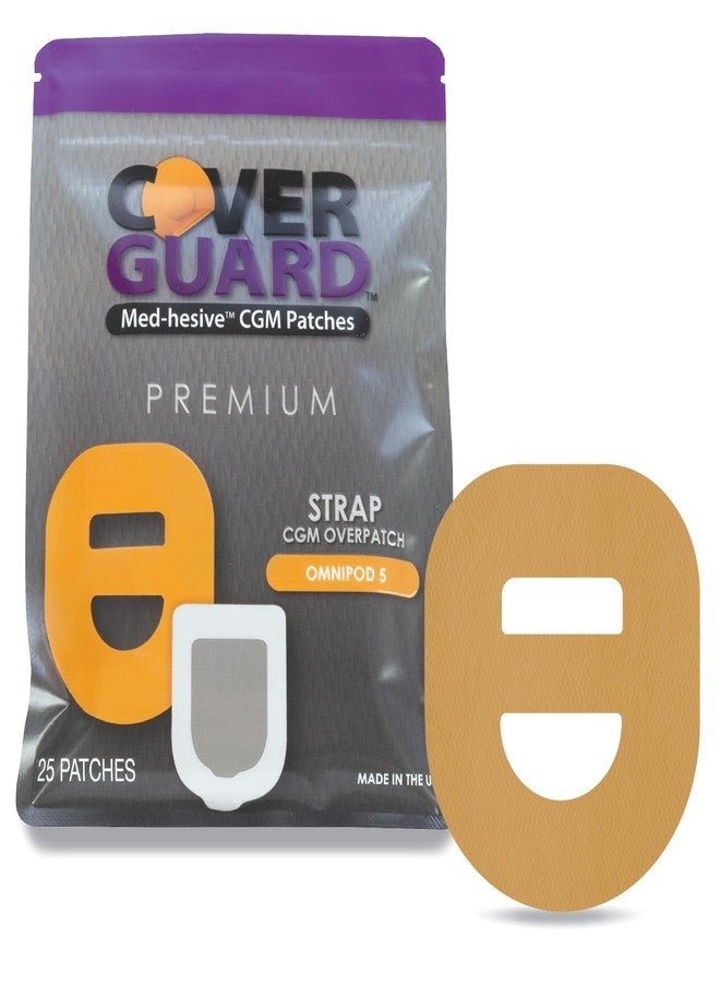 كوفر غارد لاصقة CoverGuard CGM | كبسولة الأنسولين Omnipod 5 | تصميم حزام متقاطع بلون بني فاتح | 25 لاصقة | لاصق مقاوم للماء | مقاوم للتلف | سهلة الاستخدام والإزالة | صنع في الولايات المتحدة الأمريكية - Image 1