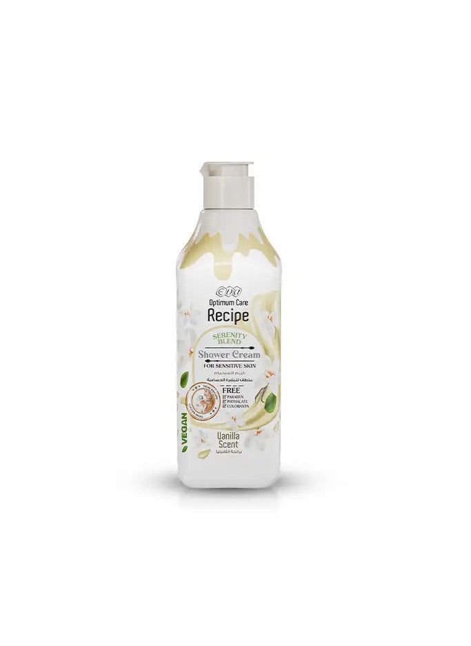 Optimum Care Recipe Serenity Blend Shower Cream For Sensitive Skin - Vanilla Scent 370 Ml