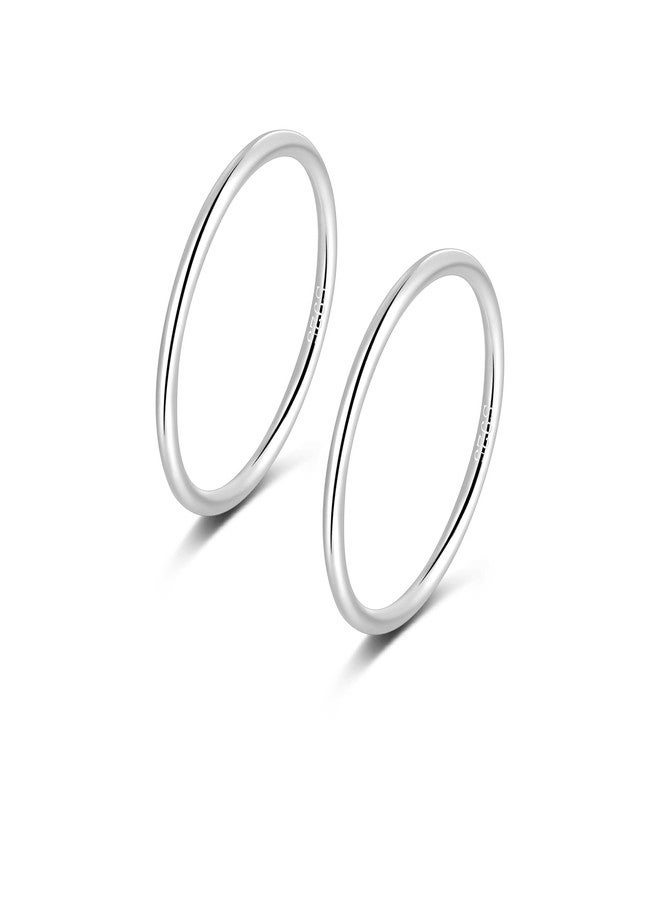 CANDYFANCY 2pcs 925 Sterling Silver 1.2mm Stacking Midi Thin Rings Thumb Pinky Ring Stack Knuckle Rings for Women Band Ring Size 8 - Image 1