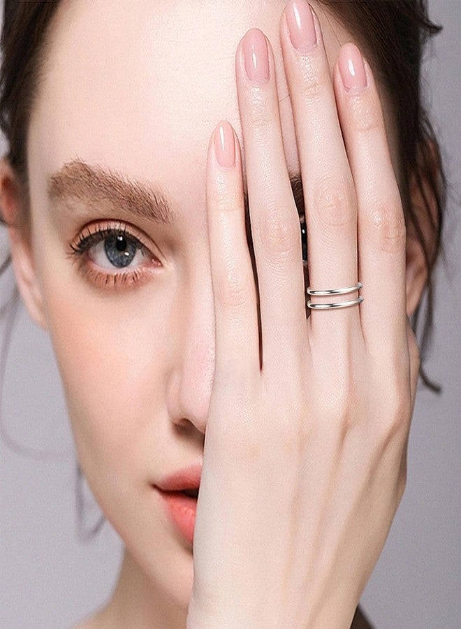 CANDYFANCY 2pcs 925 Sterling Silver 1.2mm Stacking Midi Thin Rings Thumb Pinky Ring Stack Knuckle Rings for Women Band Ring Size 8 - Image 4
