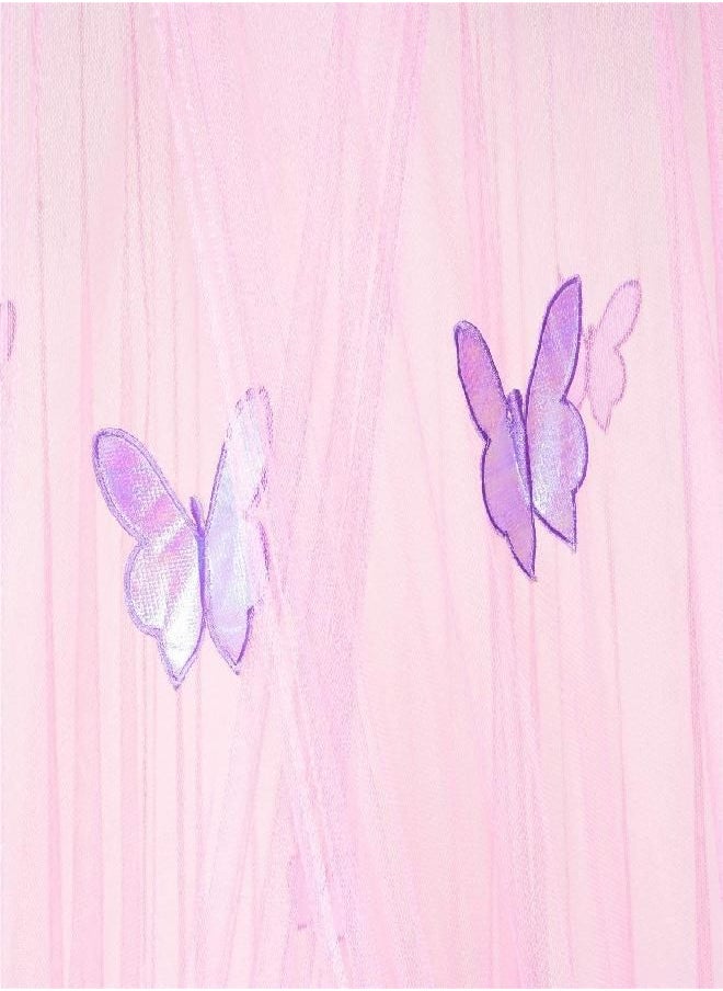 OctoRose - OctoRose Butterfly Round Hoop Bed Canopy | Pink Hanging Canopy Bed Decor | Fits Full Crib, Kids Beds, Twin, Queen, & King | Cute & Aesthetic Canopy Mosquito Netting | 100% Polyester Mesh Netting - Image 1