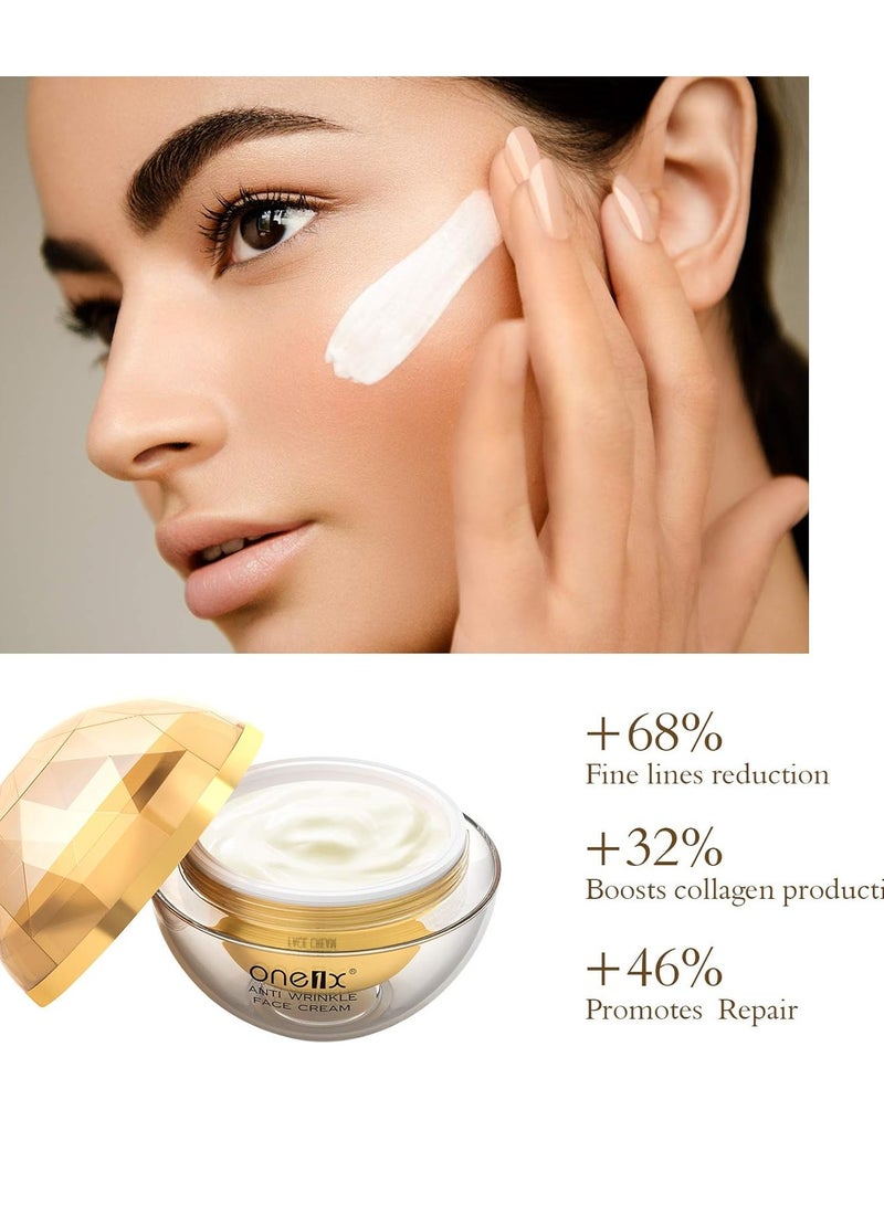 one1x Anti Aging Face Cream Moisturizer, Firming Facial Cream with Retinol and Hyaluronic Acid & Vitamin C for Wrinkles Fine Lines, Organic Face Moisturizer for Dry Skin Care, Day and Night Face Lift Cream 50ML - Image 3