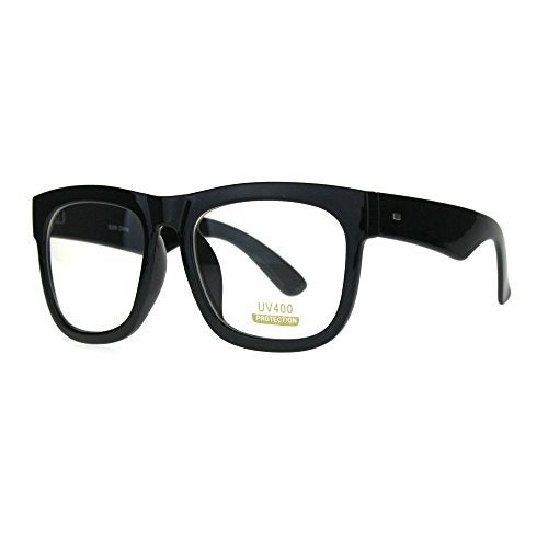 PASTL Black Oversized Square Glasses Thick Horn Rim Clear Lens Frame - Image 2