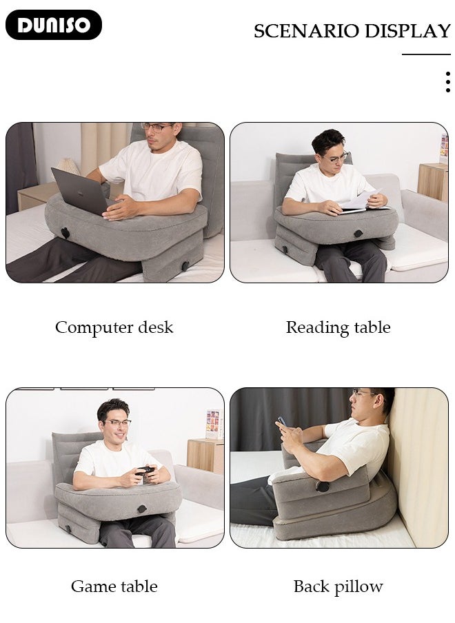 DUNISO - Inflatable Reading Pillow for Gaming Foldable Lap Desk Pillow for Reading, Working, Crocheting, Large Arm Rest Pillow for Adult Height Adjustable Laptop Pillow for Lap or Sitting in Bed Sofa Floor - Image 1