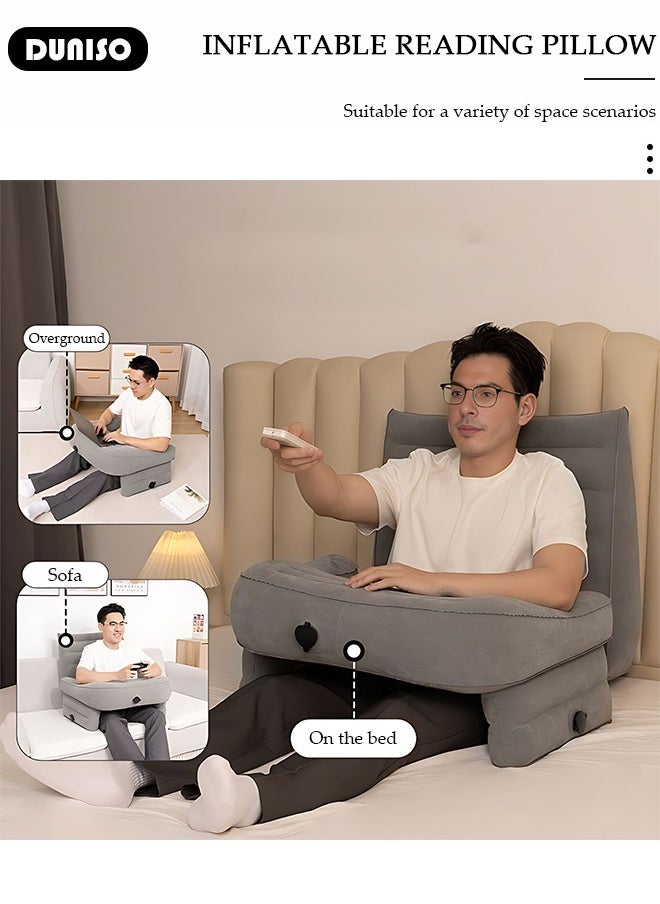 DUNISO - Inflatable Reading Pillow for Gaming Foldable Lap Desk Pillow for Reading, Working, Crocheting, Large Arm Rest Pillow for Adult Height Adjustable Laptop Pillow for Lap or Sitting in Bed Sofa Floor - Image 1