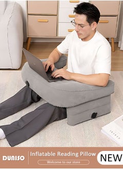 Inflatable Reading Pillow for Gaming Foldable Lap Desk Pillow for Reading, Working, Crocheting, Large Arm Rest Pillow for Adult Height Adjustable Laptop Pillow for Lap or Sitting in Bed Sofa Floor